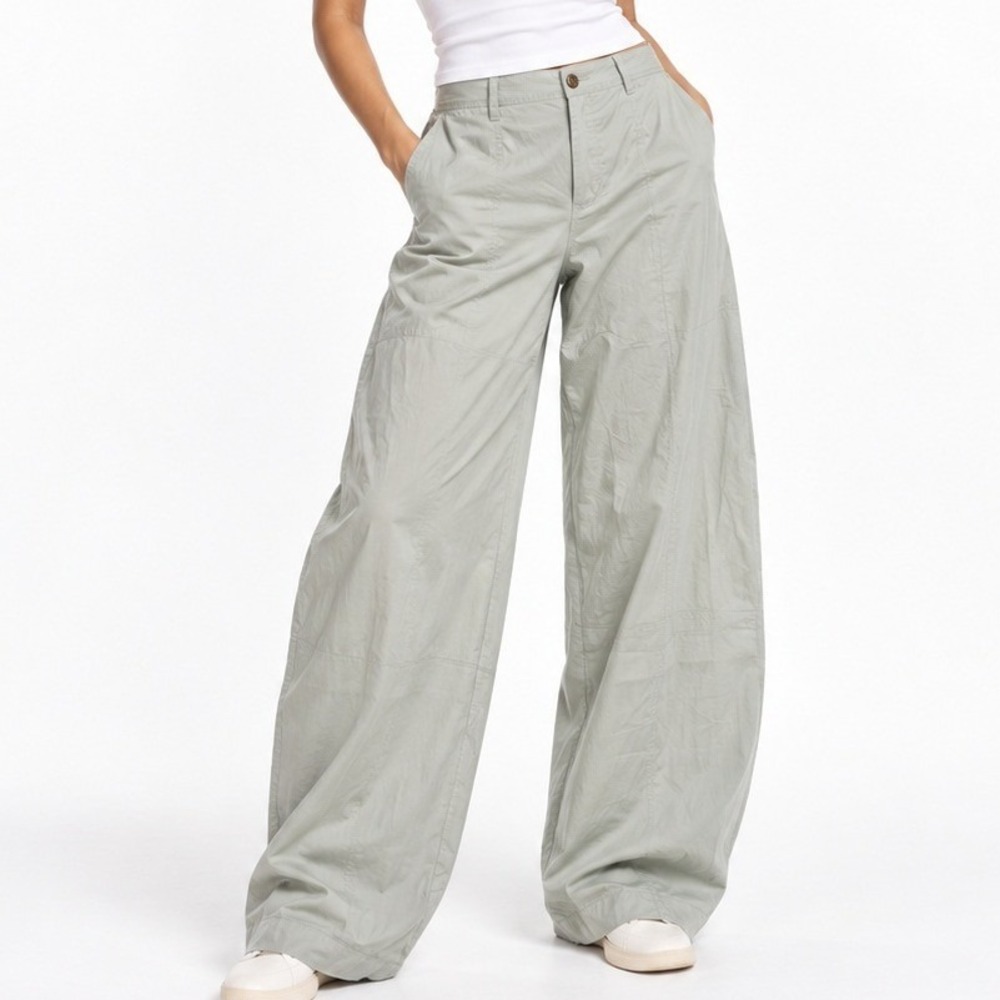 ASOS DESIGN Pants Women 8 Tall Green Wide Leg Lyocell Paneled Balloon Trousers